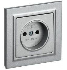 BRITE Розетка без заземления без шторок10А в сборе РСР10-1-0-БрА алюминий  BR-R10-10-K47-F  IEK