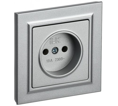 BRITE Розетка без заземления без шторок10А в сборе РСР10-1-0-БрА алюминий  BR-R10-10-K47-F  IEK