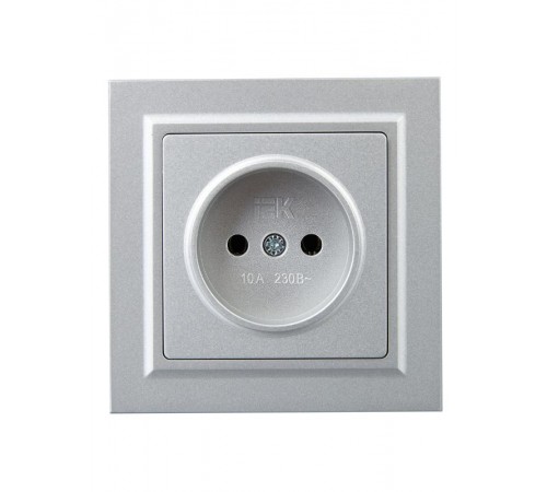 BRITE Розетка без заземления без шторок10А в сборе РСР10-1-0-БрА алюминий  BR-R10-10-K47-F  IEK