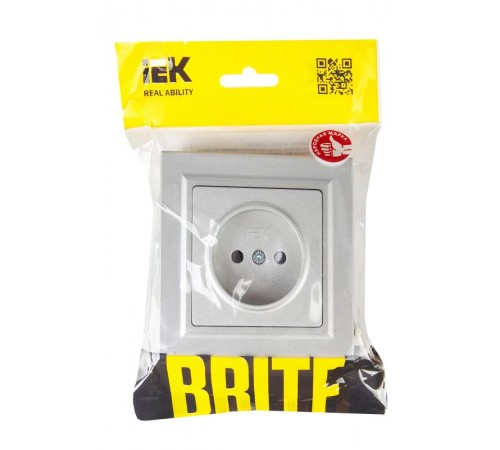 BRITE Розетка без заземления без шторок10А в сборе РСР10-1-0-БрА алюминий  BR-R10-10-K47-F  IEK