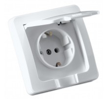 Розетка скрытой установки, одноместная, с заземляющим контактом, брызгозащищенная IP44, цвет белый  РС16-511  HEGEL