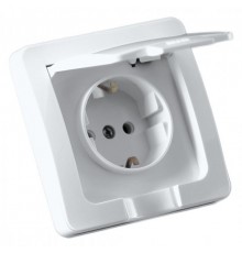 РС16-512 Розетка скрытой установки, одноместная, с заземляющим контактом, со шторкой, IP44, цвет белый  РС16-512  HEGEL