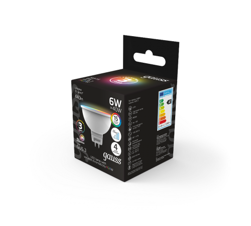 Лампа светодиодная Smart MR16 6W GU5.3 RGBW+dim 1/10/100  101105406  Gauss