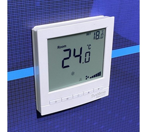 Термостат комнатный цифровой, для 4тр 3ск FCU и клап 0-10В, 1TI 1DI 3DO 2AO Modbus бел ~220В BS  RTF4VIML  SE