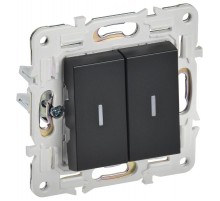 SKANDY Выключатель 2-клавишный с индикацией 10А SK-V09Bl черный  SK-V20-1-10-K02  IEK