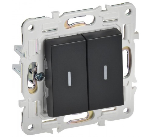 SKANDY Выключатель 2-клавишный с индикацией 10А SK-V09Bl черный  SK-V20-1-10-K02  IEK