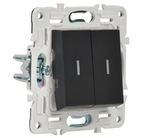 SKANDY Выключатель 2-клавишный с индикацией 10А SK-V09Bl черный  SK-V20-1-10-K02  IEK