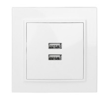 Минск Розетка USB 2-местная СП 2,1А  белая    ERR-2USB-100  EKF