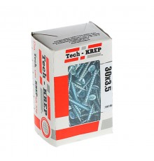 Саморезы универсальные 30х3,5 мм (200 шт) оцинкованные - коробка с окном ( 0,251 кг)  102171  Tech-KREP