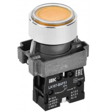 Кнопка LA167-BAF51 d=22мм 1з желтая  BBT20-BAF51-1-22-67-K05  IEK