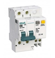 Выключатель автоматический дифференциального тока со встроенной защитой от сверхтоков ДИФ-101 2Р 6А 100мА AC С  15059DEK  DEKraft