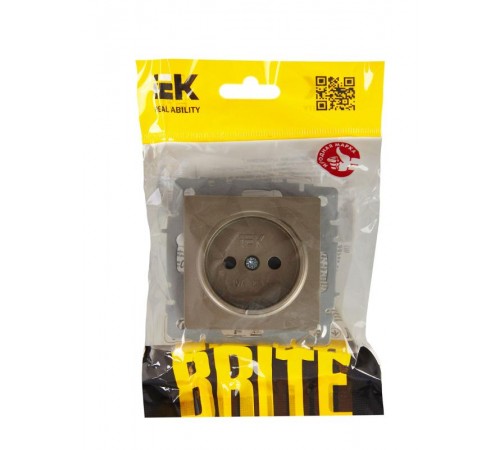 BRITE Розетка без заземления со шторками 10А РСш10-2-БрШ шампань  BR-R13-10-K37  IEK