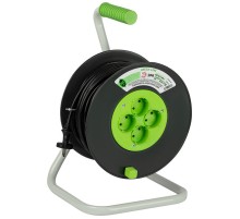 Удлинитель силовой ЭРА GREEN LINE KAT-2x1.5-50m Greenline на катушке пластик 4 розетки без заземления 50м ПВС 2x1.5мм2   Б0065097  ЭРА