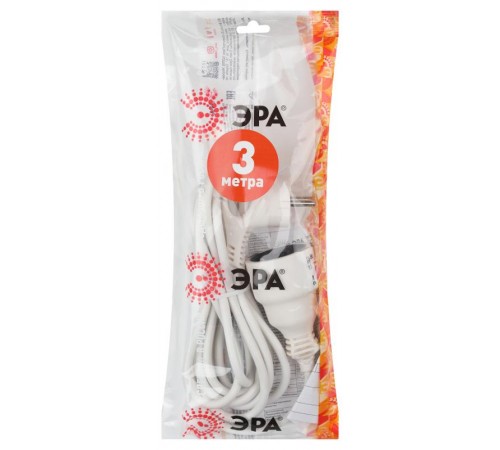 Удлинитель Россия UX-1е-3m Удлин-ль с заземл, 1гн, 3м, ПВС, 3x0.75мм2, 10А  Б0039817  ЭРА