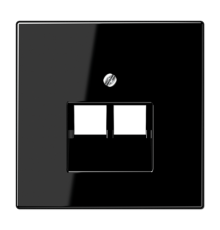 Крышка для двойных телефонных и компьютерных розеток (UAE), фиксация винтом; термопласт; черный; LS990  LS969-2UASW  Jung