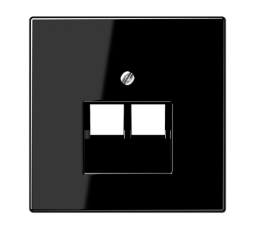 Крышка для двойных телефонных и компьютерных розеток (UAE), фиксация винтом; термопласт; черный; LS990  LS969-2UASW  Jung