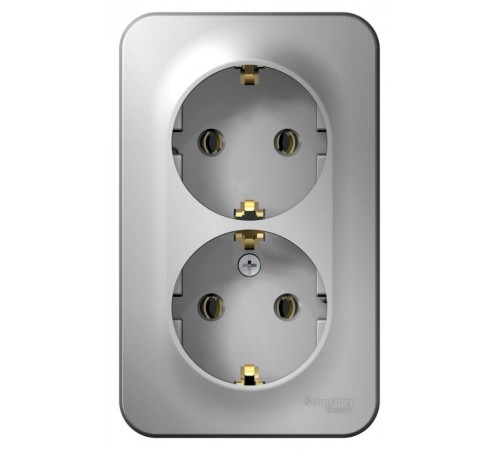 Blanca Алюминий О/У с изолирующей пластиной Розетка 2-ая с заземлением без шторок 16А, 250В  BLNRA010213  SE