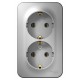 Blanca Алюминий О/У с изолирующей пластиной Розетка 2-ая с заземлением без шторок 16А, 250В  BLNRA010213  SE
