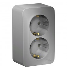 Blanca Алюминий О/У с изолирующей пластиной Розетка 2-ая с заземлением без шторок 16А, 250В  BLNRA010213  SE