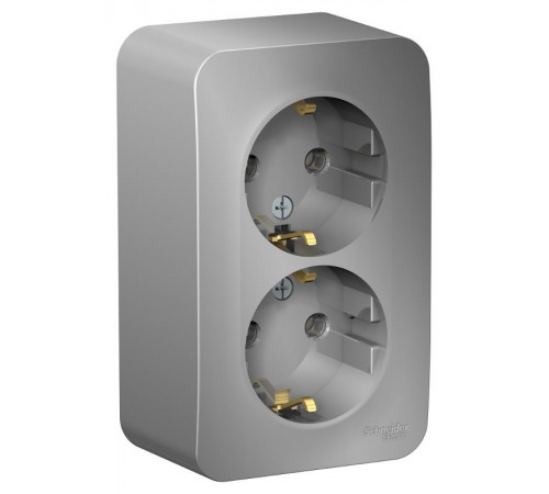 Blanca Алюминий О/У с изолирующей пластиной Розетка 2-ая с заземлением без шторок 16А, 250В  BLNRA010213  SE