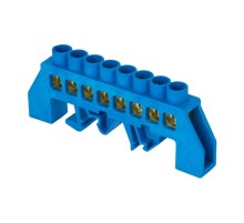 Шина "0" N (8х12мм) 8 отверстий латунь синий нейлоновый корпус комбинированный розничный стикер EKF PROxima  sn0-125-8-dn-r  EKF