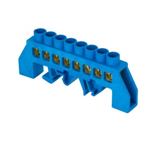 Шина "0" N (8х12мм) 8 отверстий латунь синий нейлоновый корпус комбинированный розничный стикер EKF PROxima  sn0-125-8-dn-r  EKF