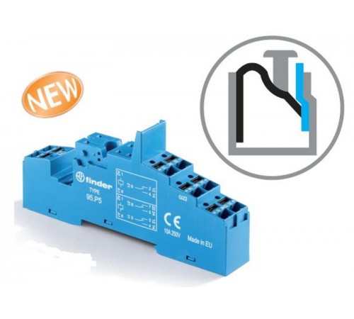 Розетка с безвинтовыми клеммами Push-in для реле 40.31; применяются модули 99.02, 86.03; в комплекте металлическая клипса 095.71  95P3SMA  Finder