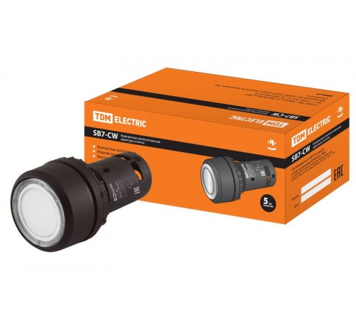 Кнопка SB7-CW3161-24V(LED) d22мм 1з белая  SQ0746-0024  TDM