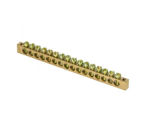 Шина PEN "ноль-земля" (6х9мм) 16 отверстий латунь крепеж по краям EKF PROxima  sn0-63-16-k  EKF