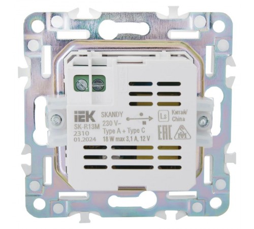 SKANDY Розетка USB A+C 18Вт SK-R13M мятный  SK-U22-018-K06  IEK