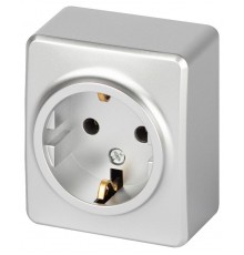 Розетка ЭРА Эксперт 11-2203-03 2P+E Schuko IP20 16A-250В ОУ Алюминий  Б0063020  ЭРА