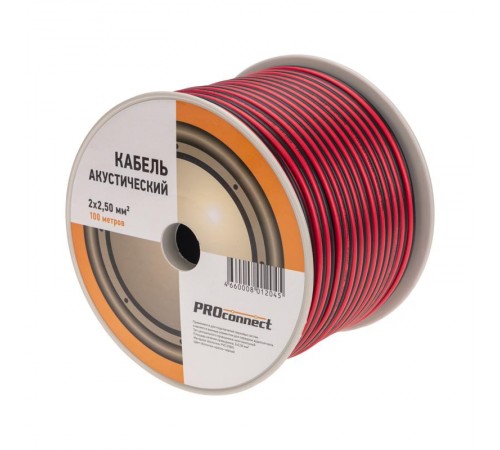 Кабель акустический 2х2,50 мм красно-черный (бухта 100 м)  01-6108-6  PROconnect