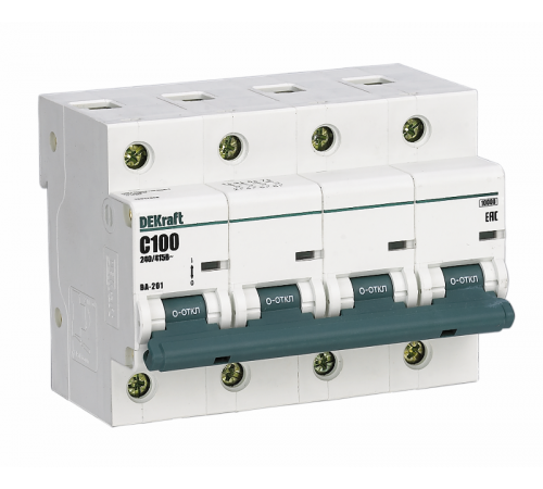 Выключатель автоматический четырехполюсный ВА-201 80А C 10кА  13011DEK  DEKraft
