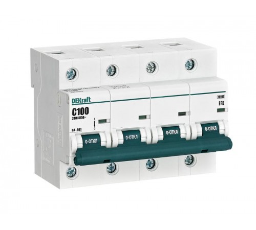 Выключатель автоматический четырехполюсный ВА-201 100А C 10кА  13012DEK  DEKraft