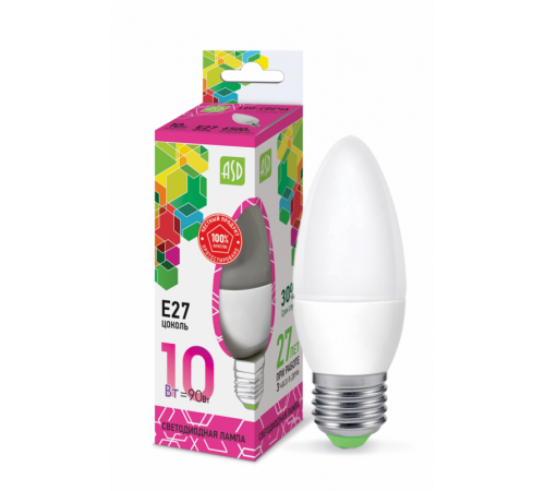 Лампа светодиодная LED-СВЕЧА-standard 10Вт 230В Е27 6500К 900Лм  4690612015552  ASD