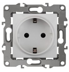 12А-2002-01  Розетка с заземлением со шторками, 16АХ-250В, Эра12, Al+Cu белый  Б0038586  ЭРА