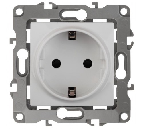 12А-2002-01  Розетка с заземлением со шторками, 16АХ-250В, Эра12, Al+Cu белый  Б0038586  ЭРА