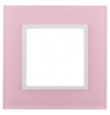 14-5101-30 Рамка на 1 пост, стекло, Эра Elegance, розовый+бел  Б0034484  ЭРА