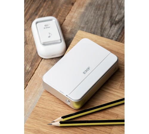 Звонок беспр. на батарейках Classic (2х1,5В АА, бел.-сер. 51 мелод. с индик. 4 ур.) EKF  DBB-D-003  EKF