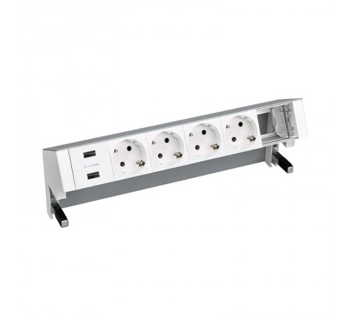 Настольный x6 розеточный блок, 4x2P+E, 2xUSB з/у, 1 пустой модуль, алюминий, S400  42624000-133  Simon