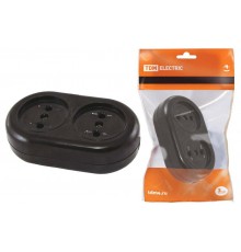 Розеточная колодка 2 гнезда 2П 16А макс. 250B "Ретро" (карболит)  SQ1806-0103  TDM