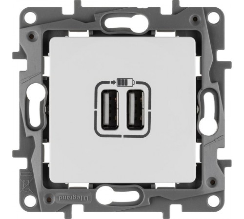 Etika Белый Розетка USB 2-ая 240В/5В 2400мА  672294  Legrand