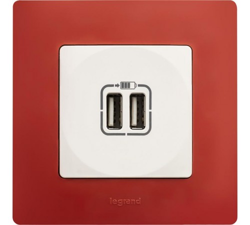 Etika Белый Розетка USB 2-ая 240В/5В 2400мА  672294  Legrand