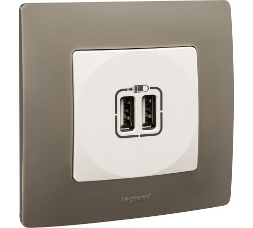 Etika Белый Розетка USB 2-ая 240В/5В 2400мА  672294  Legrand