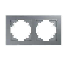 Рамка горизонтальная 2-местная, серия Катрин, GFR00-7002-03, серебро  39532  STEKKER