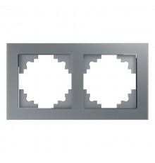 Рамка горизонтальная 2-местная, серия Катрин, GFR00-7002-03, серебро  39532  STEKKER