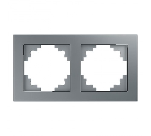 Рамка горизонтальная 2-местная, серия Катрин, GFR00-7002-03, серебро  39532  STEKKER