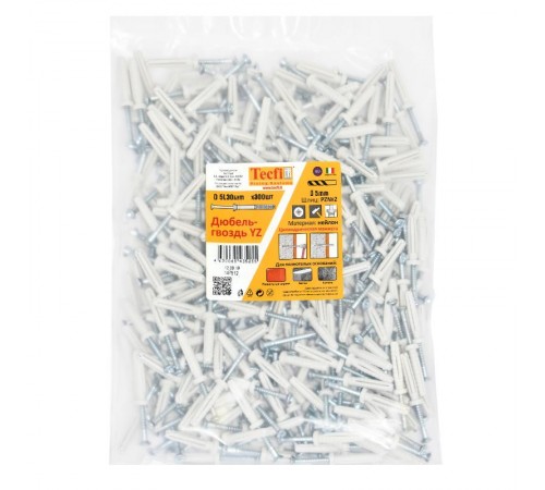 Дюбель-гвоздь YZ цилиндр. манжета нейлон 5x30 (300 шт)- пакет  147512  Tecfi