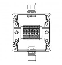 Взрывозащищенная клеммная коробка из полиэстера TBE-P-03-(10xCBC.2)-1xPABMP(A)-1xPABMP(C)1Ex e IIC Т5 Gb / Ex tb IIIC T95°C Db IP66  1231.031.22.121Z