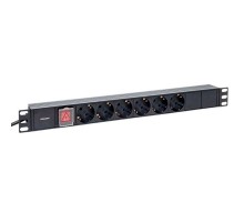 Блок розеток PDU TERACOM 19" 1U 16А/250В 6 розеток Schuko 2 метра 3x1,5 мм2 вилка Schuko  TRC-HPD-LS-16A-6SH-2MSH  EKF